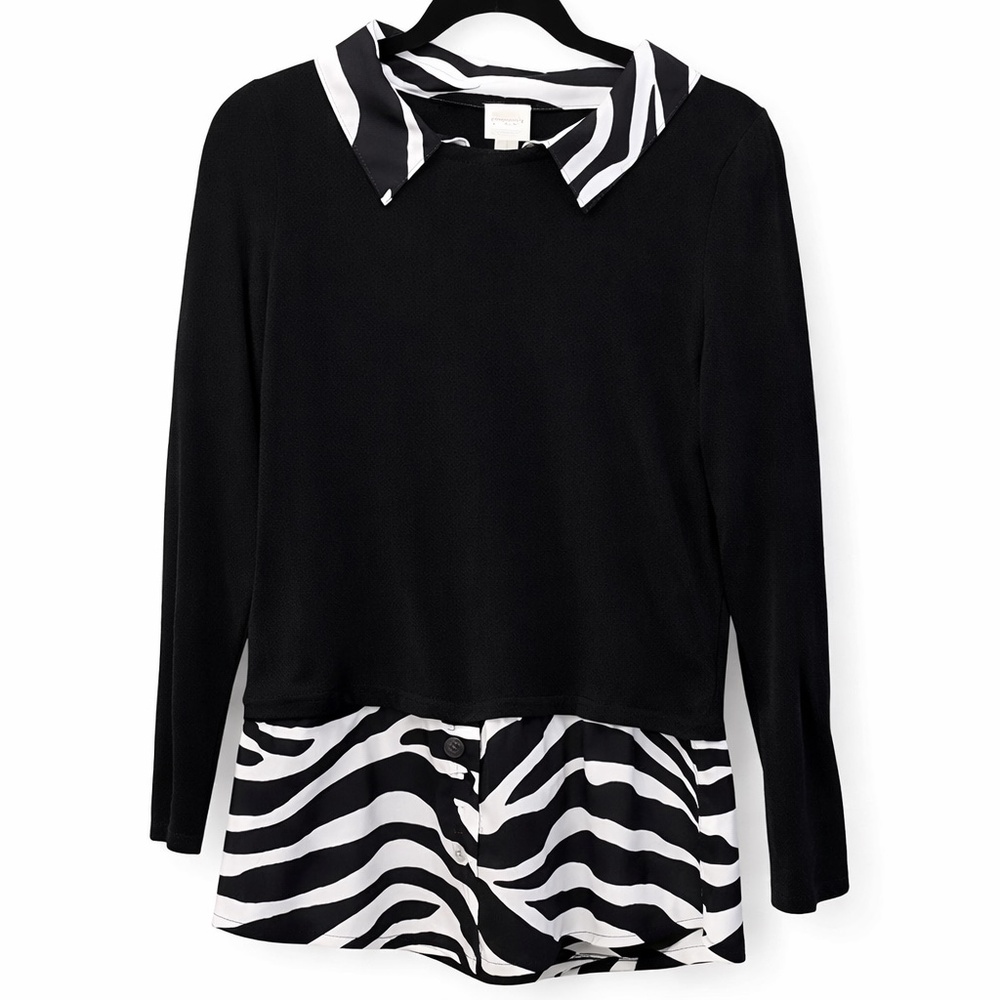 CHICO’S Sena Zebra Print Lightweight Pullover Sweater Size 0